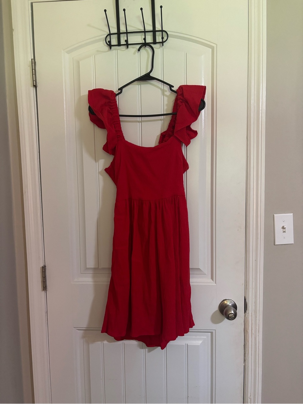 miami Red Ruffle-Strap Backless Dress